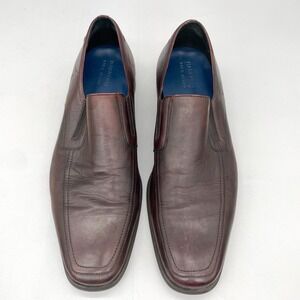 Magnanni Mens 12M Linea Merino Loafers Brown Leather Apron Toe Dress Shoe SlipOn